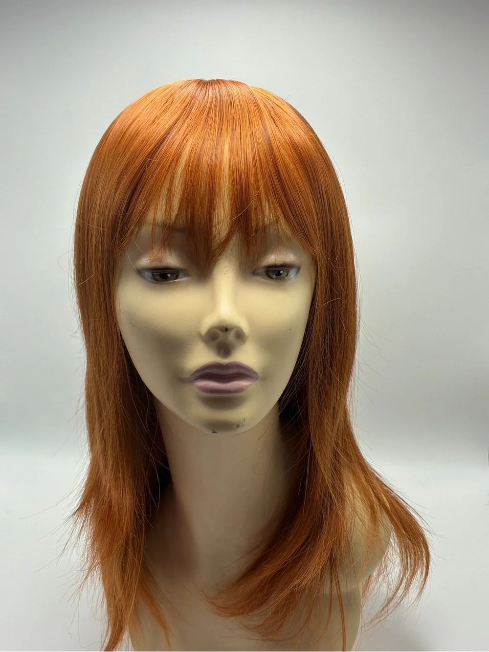 Synthetic Women's Long Layered Wig with Fringe - Copper Red